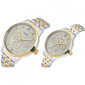 GOLD &amp; SILVER CHROME 100％ &amp; 400％ TIMEX Men's 'South Street Sport' Quartz Brass And Stainless